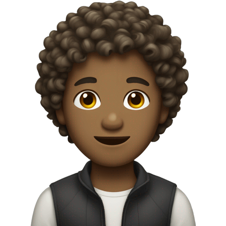 Curly haired brown boy with dark blond curls short haircut emoji