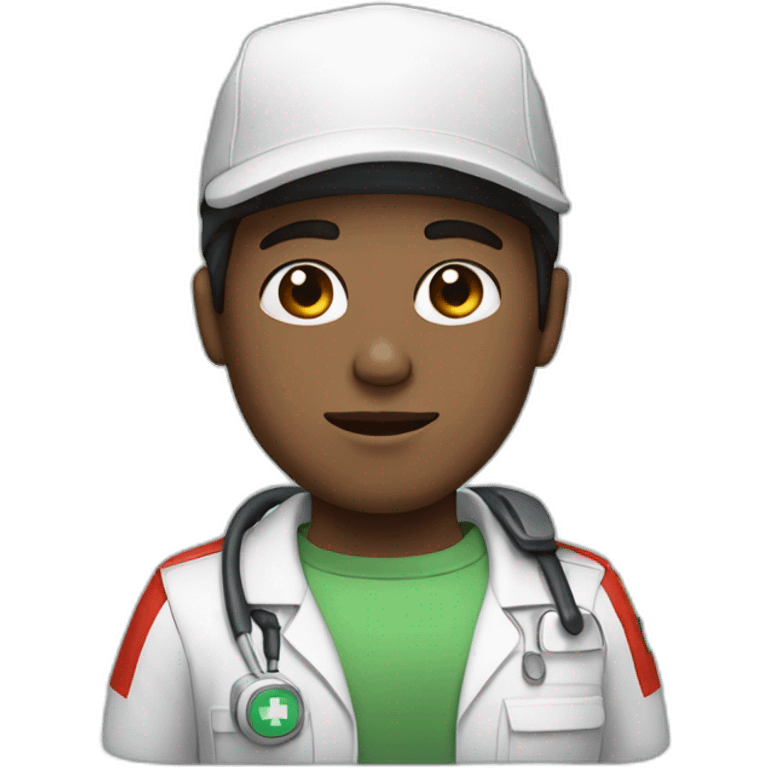 Ambulance yung man with white skin and brown hair and a cap emoji