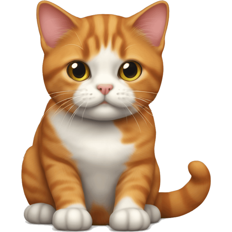 Scotch fold ginger cat with small tricolour kitty emoji