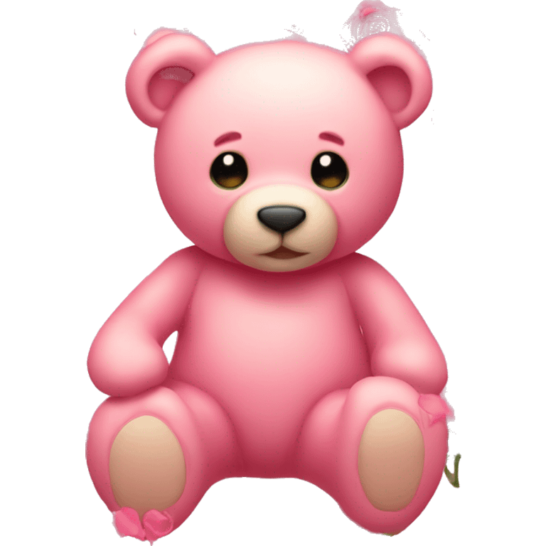 Pink teddy bear with roses  emoji