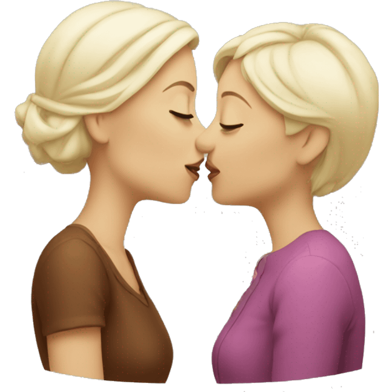 two white women kissing emoji