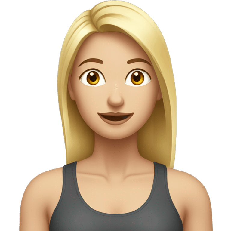 a blonde woman with brown eyes doing physical exercises emoji