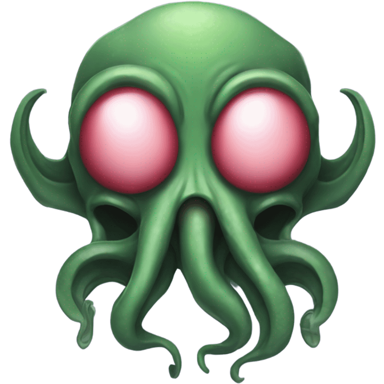 Cthulhu with pursed lips and heart blowing a kiss emoji