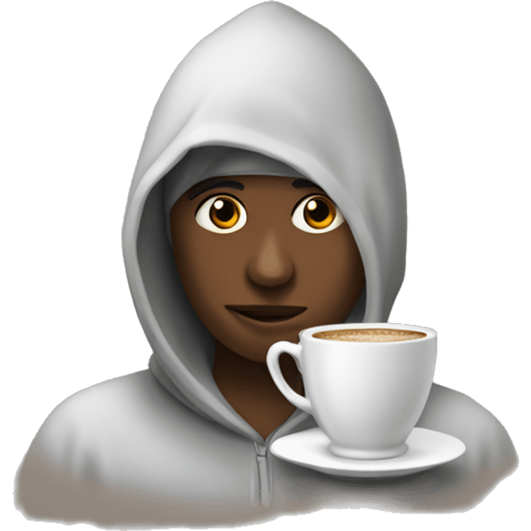 Person with hoodi and a cup of coffee  emoji