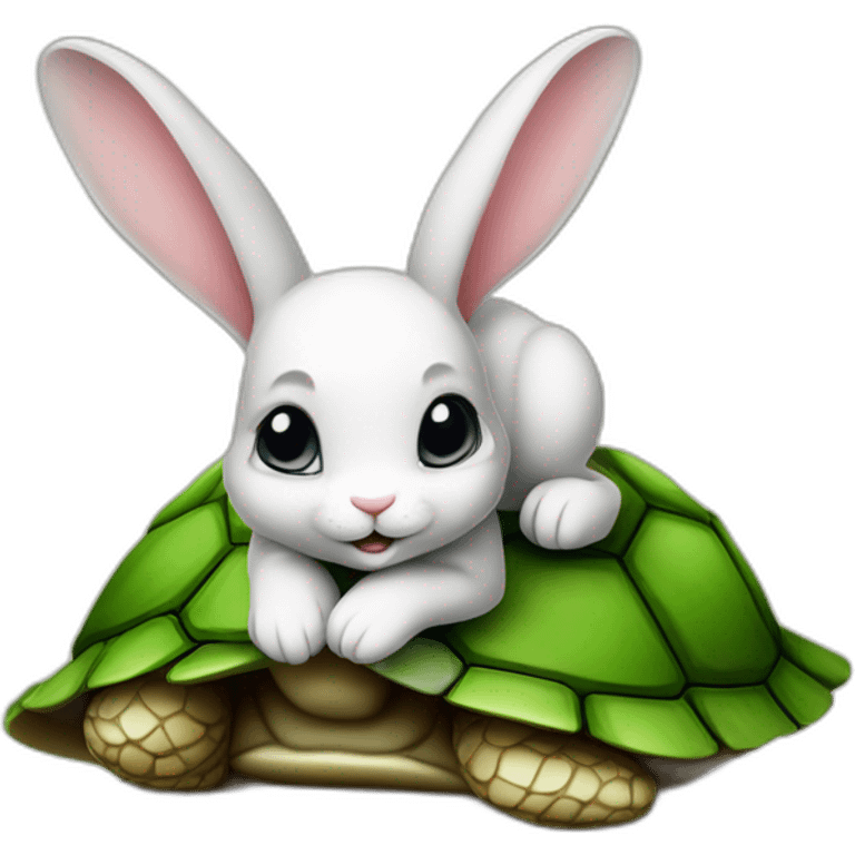 Lapin sur tortue emoji