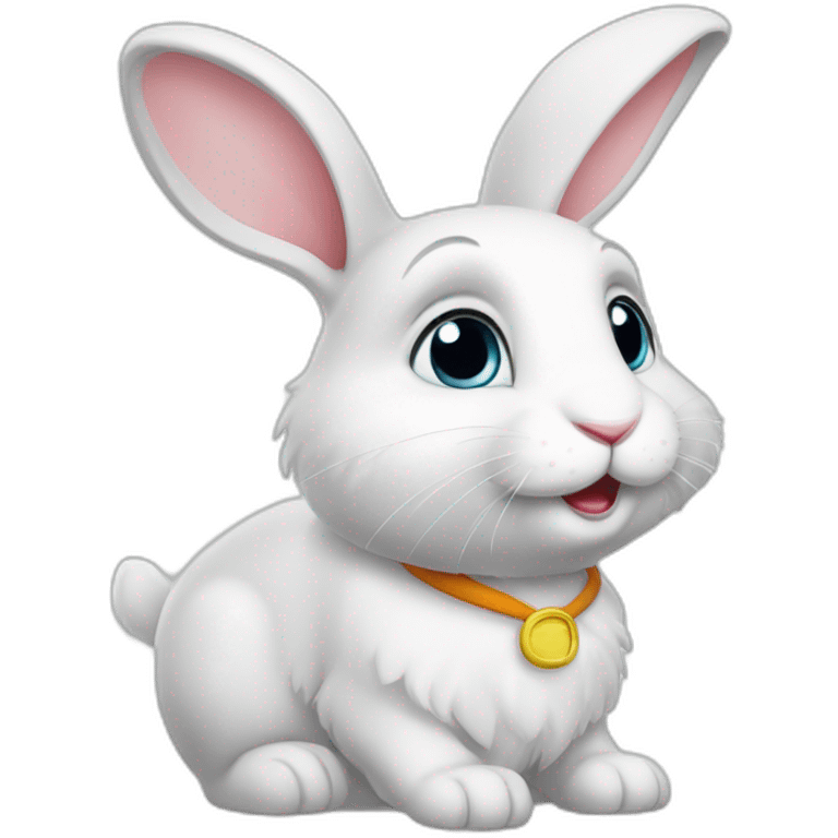 White cute rabbit from the cartoon secrets of pets emoji