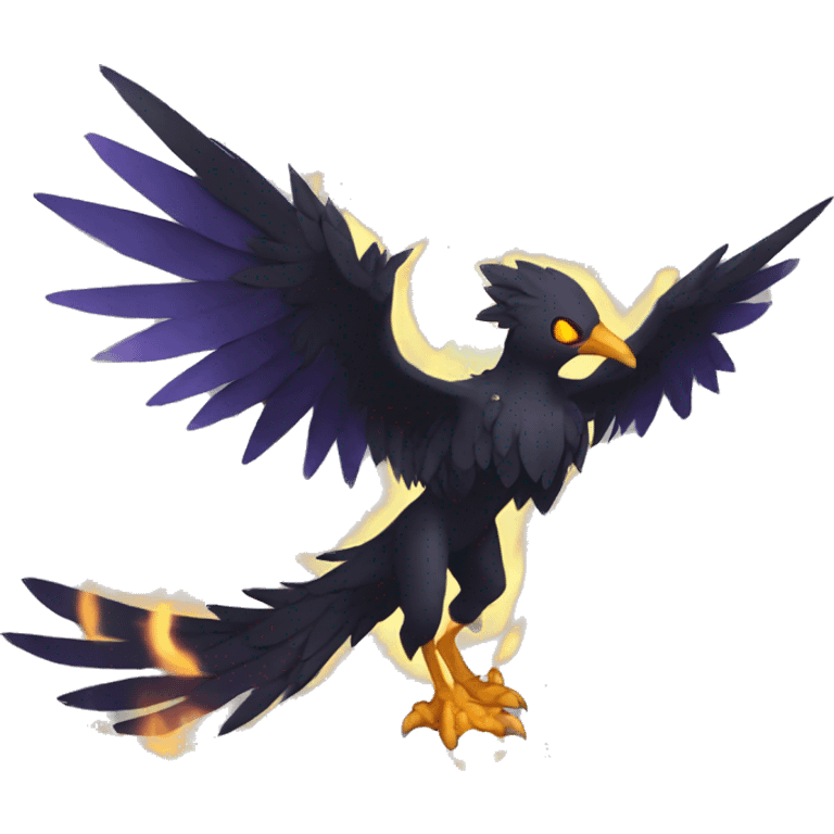 Fantasy legendary godly dark bird shadow-type-Phoenix Fakemon full body emoji