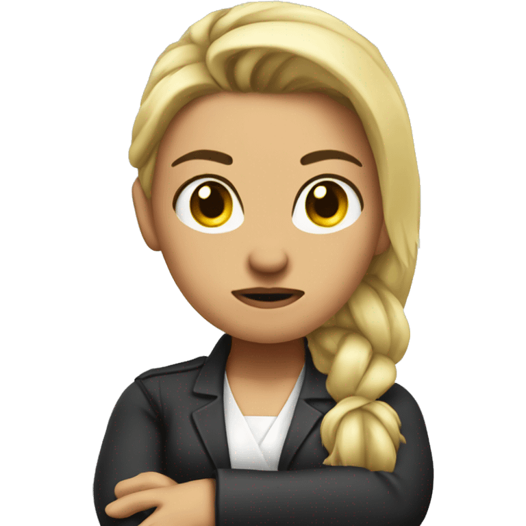 Woman HR-manager crossed arms angry pony tail emoji