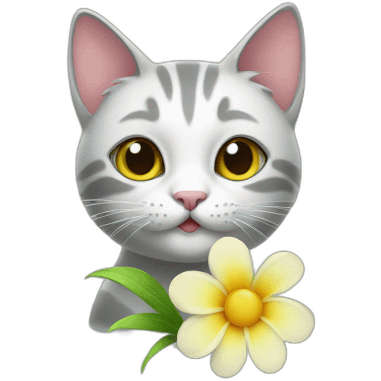 Cat with a flower emoji