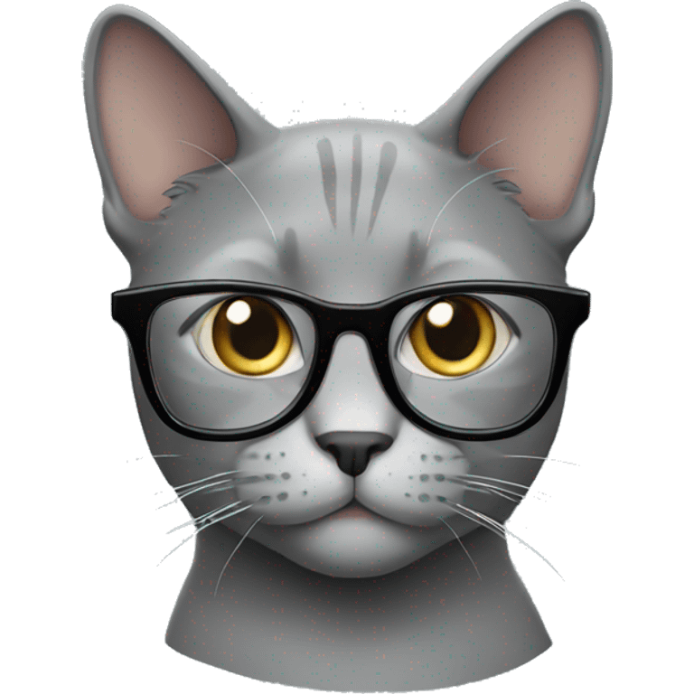 gray cat in glasses emoji