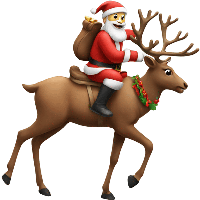 Santa on a reindeer emoji