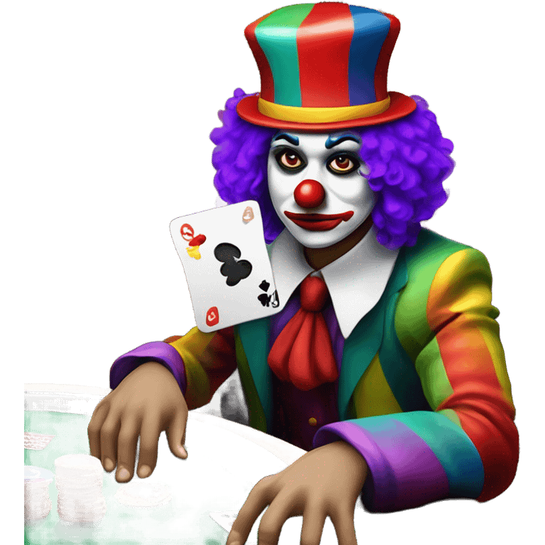 Sad emoji clown loses money at casino blackjack with date emoji