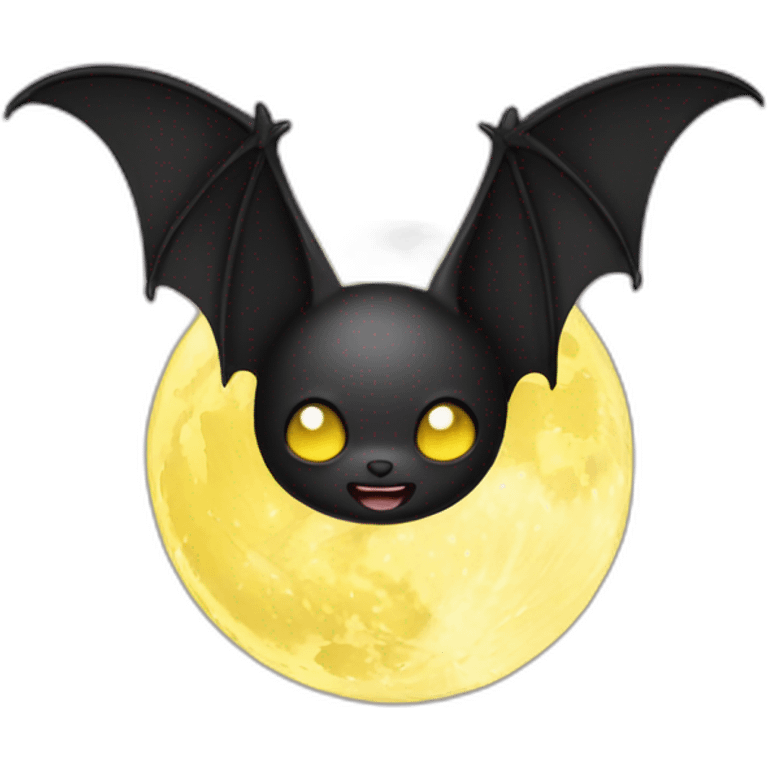 black baby bat wings in front of light yellow moon emoji