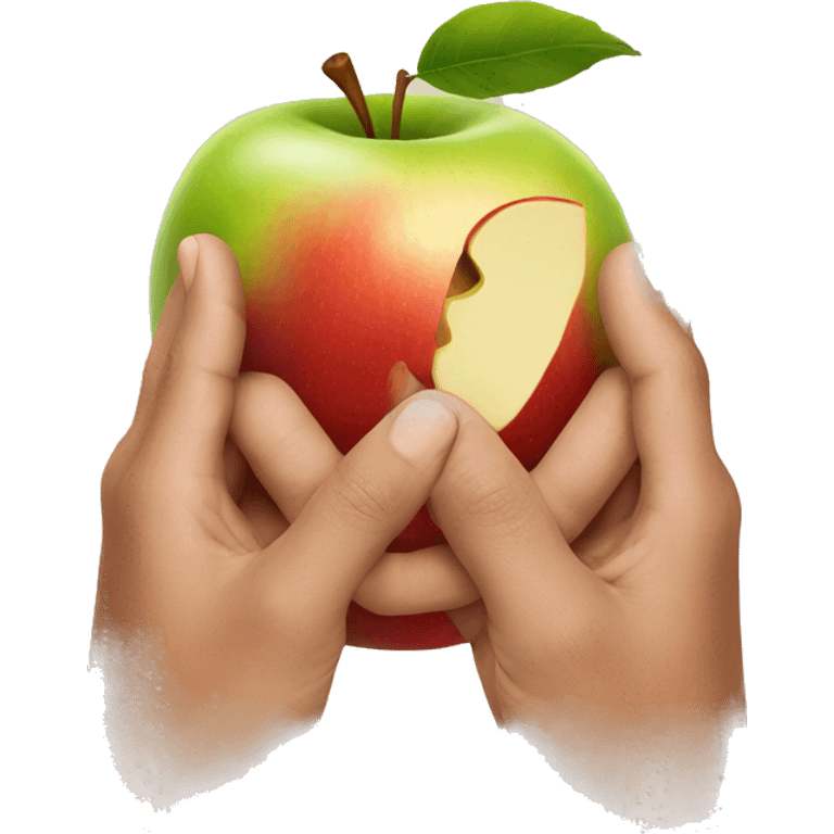 Hands with an apple emoji