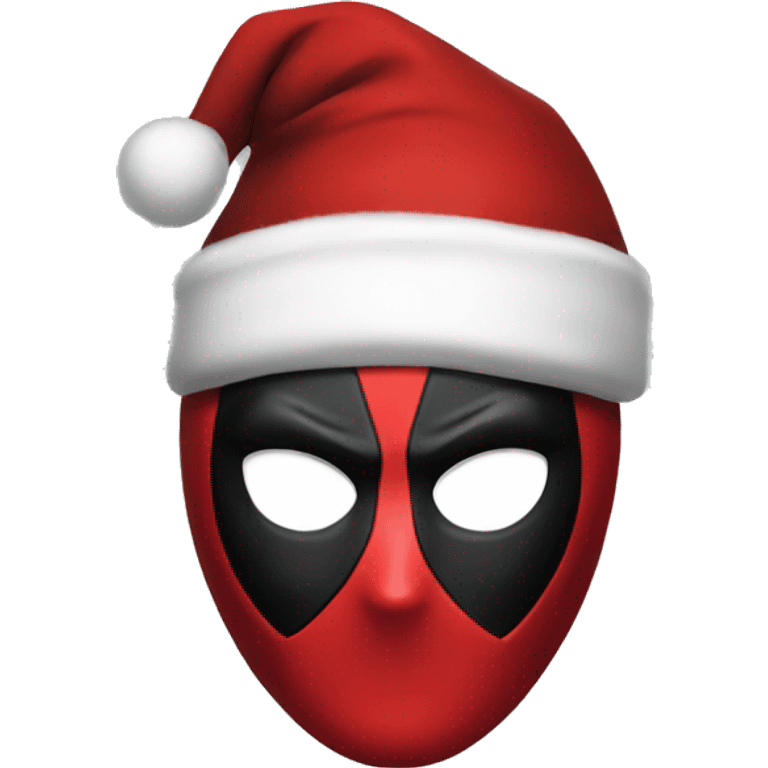 Deadpool wearing Christmas hat emoji