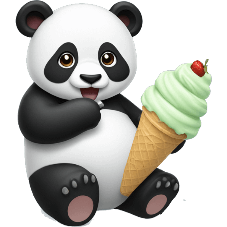 Panda eating ice cream emoji