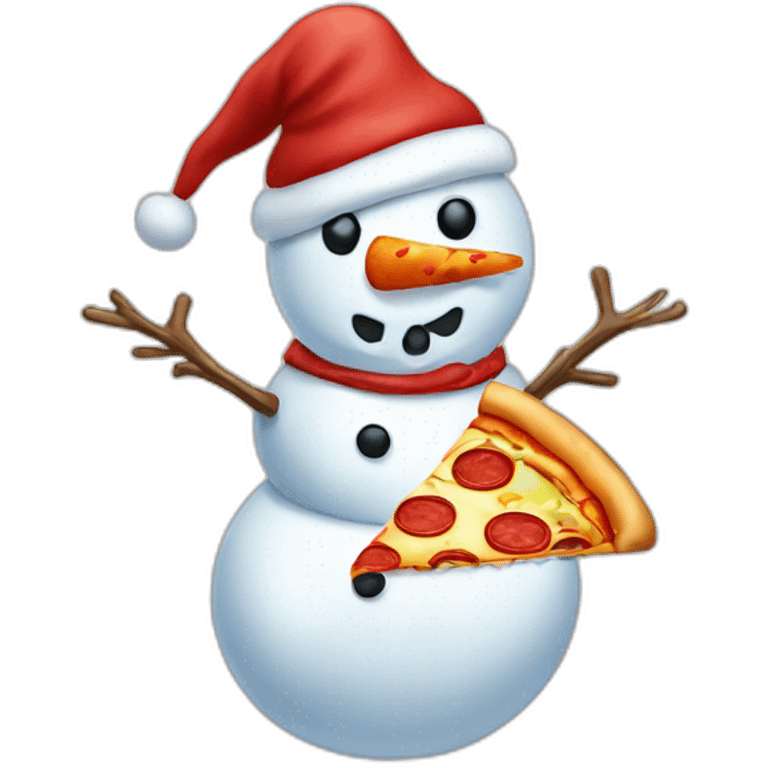 Snowman with pizza emoji