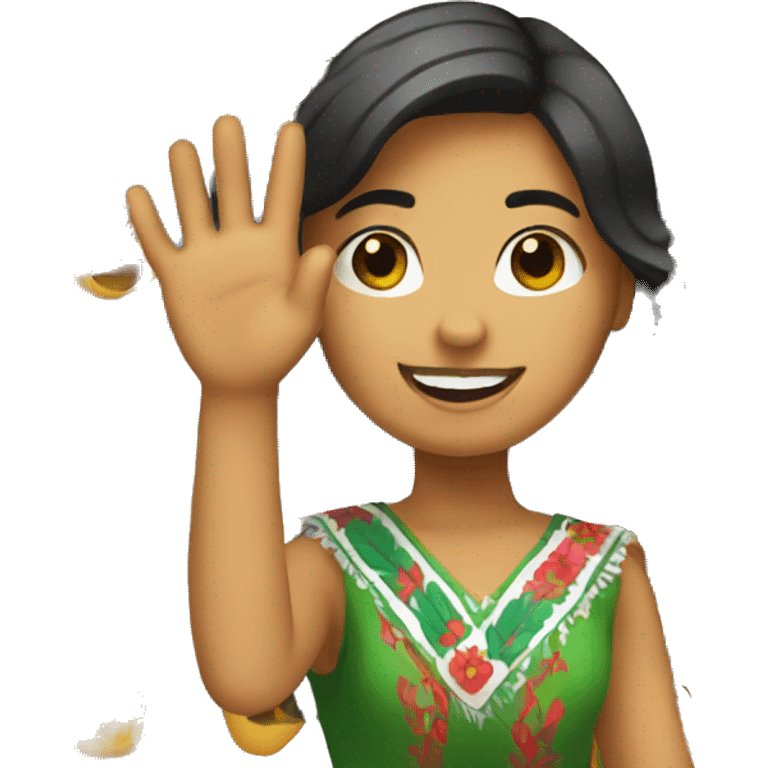 Mexican girl waving emoji