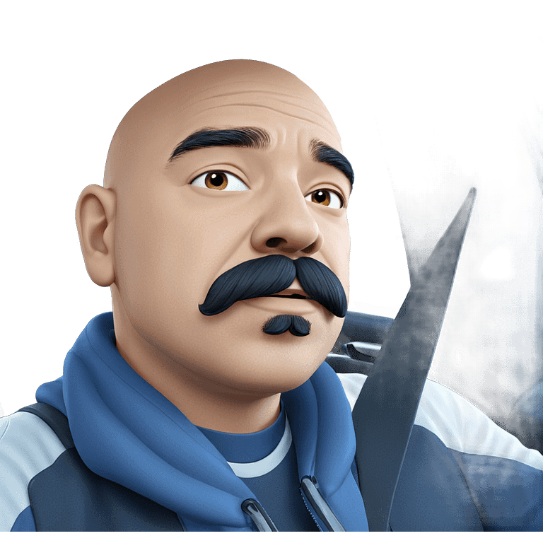 bald man with car mustache emoji