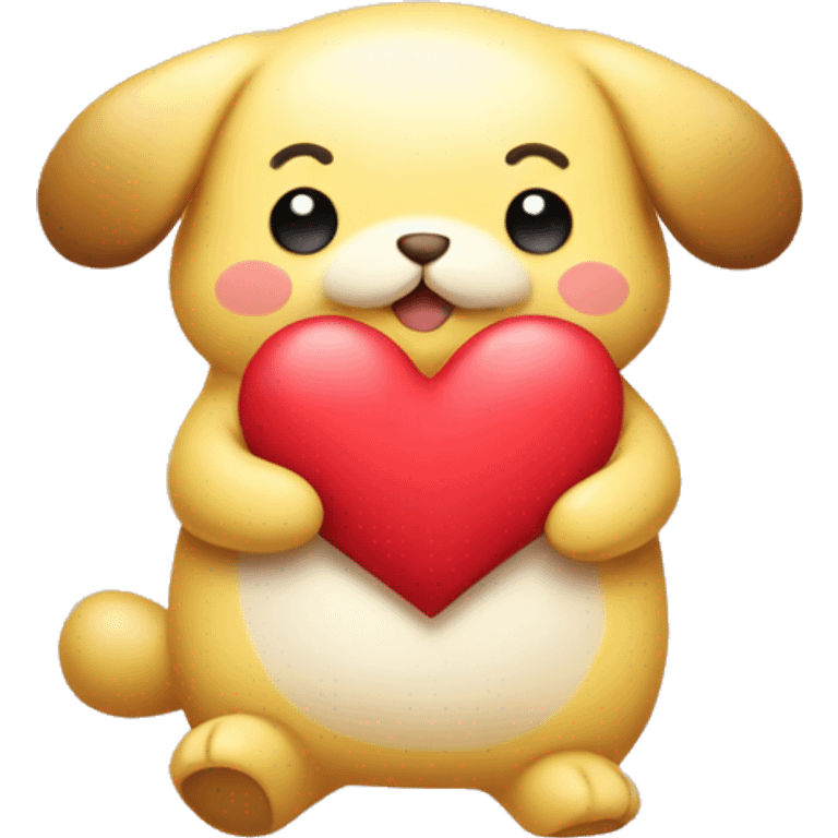 pompompurin holding heart emoji