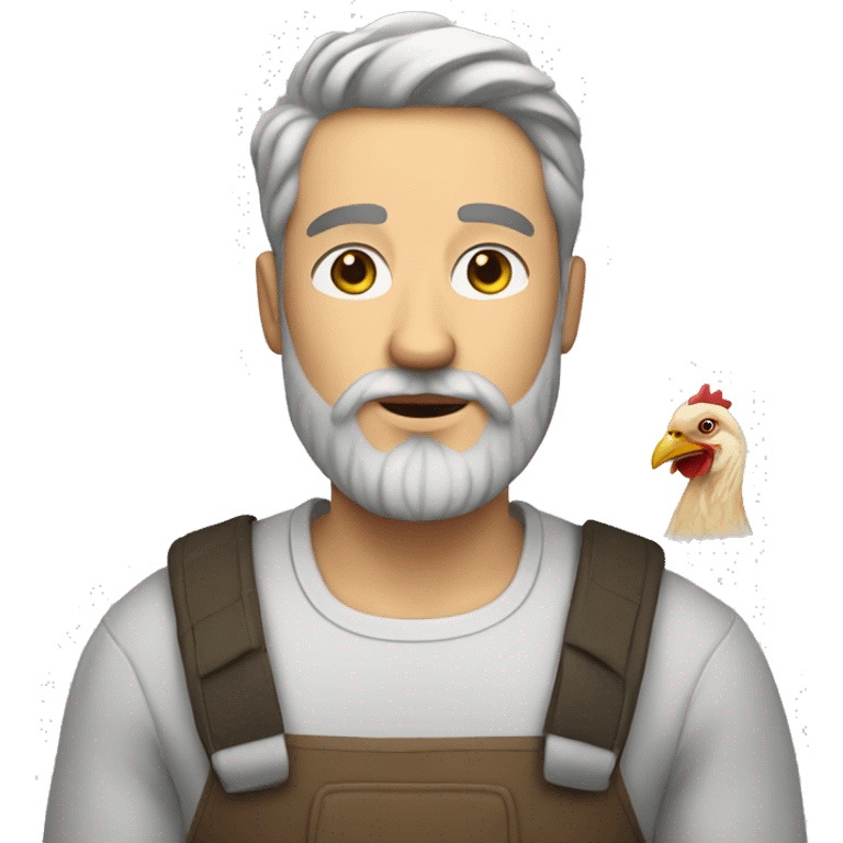 White man with beard and chicken emoji