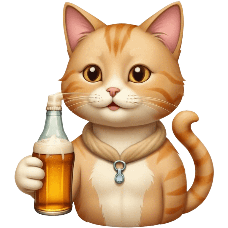 CAT in love drini beer emoji