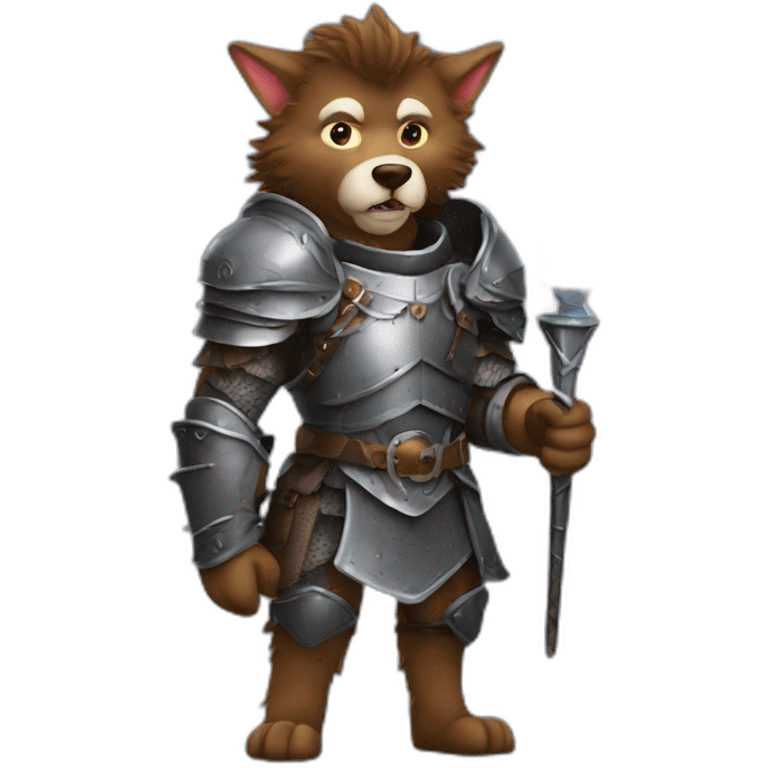 werewolf in armor holding magic wand emoji