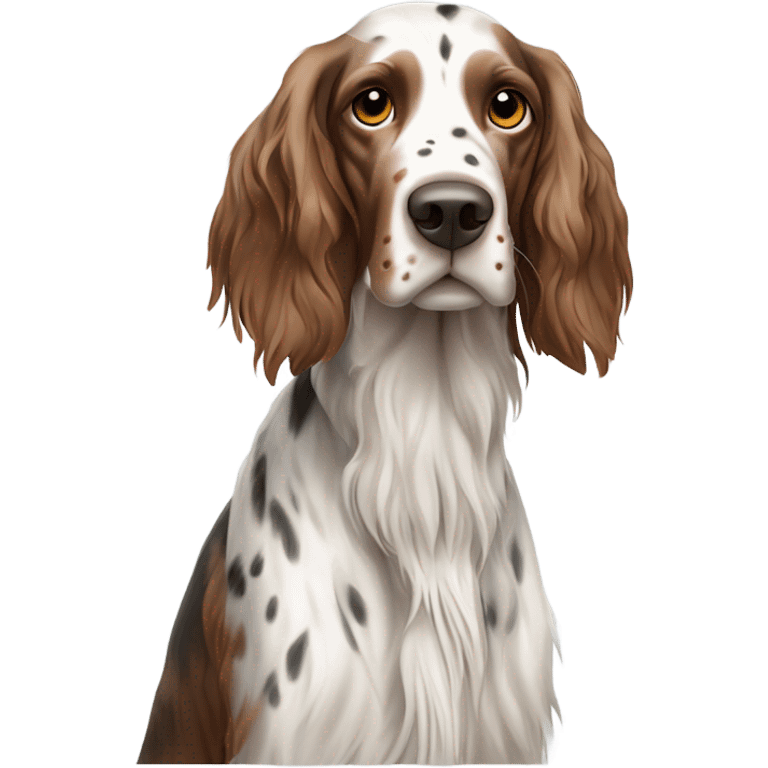 White and brown English setter emoji