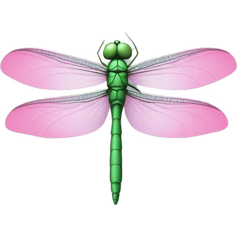 Cartoonish green and pink dragonfly emoji