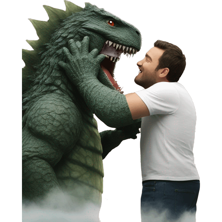 Godzilla kissing guy emoji