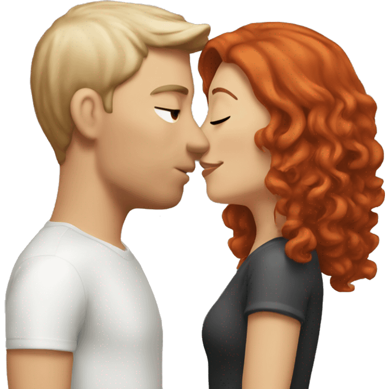 Red haired white couple kissing emoji