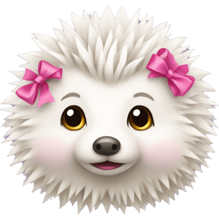 White hedgehog with pink bow emoji