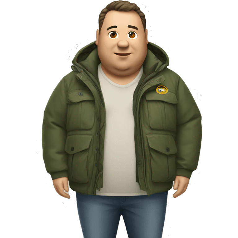 Fat man with Napapijri Rainforest Jacket emoji