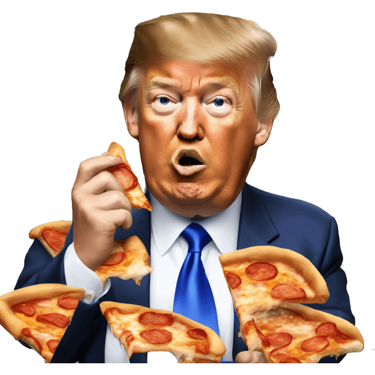 Trump eating pizza emoji