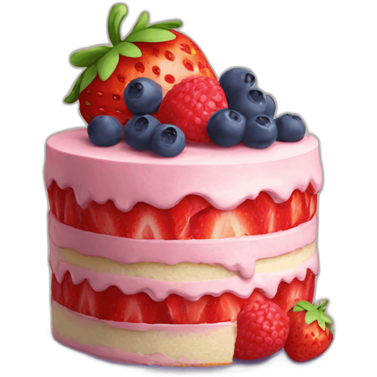 Strawberry, raspberry and blueberry cake emoji