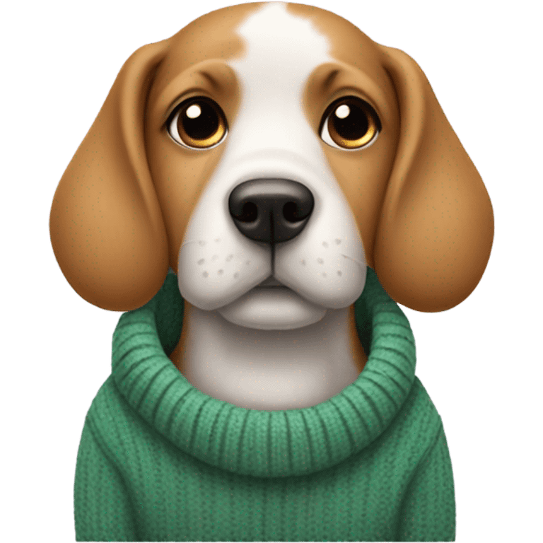 Dog wearing a sweater with AirPods Max on  emoji