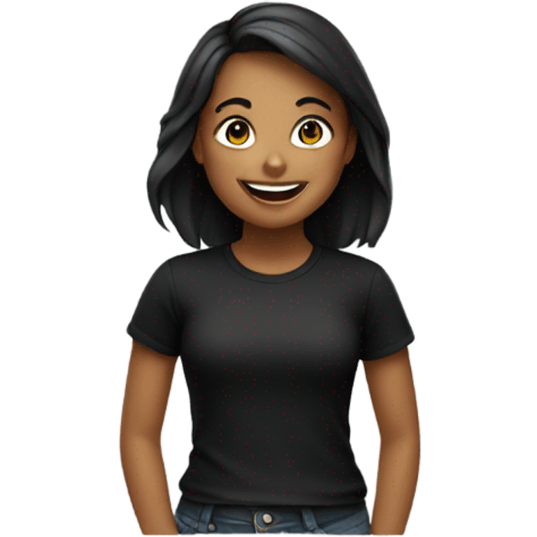 smiling girl in black shirt emoji