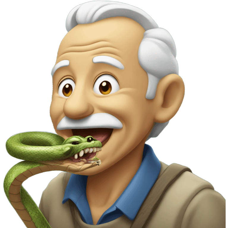  Happy old man with a snake crawling out of his mouth emoji