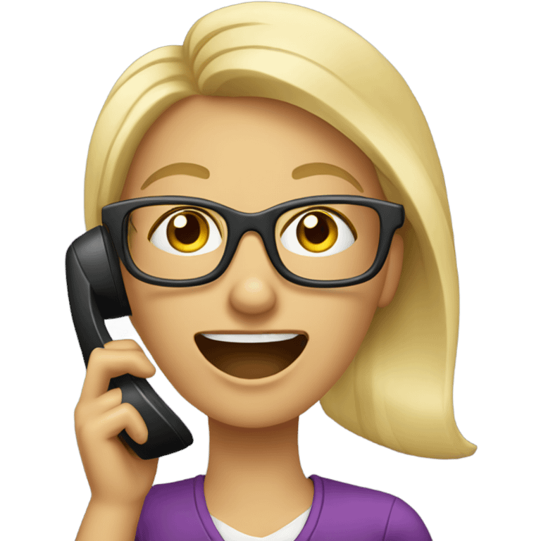 blond Woman wearing glasses on a phone call talking animatedly  emoji