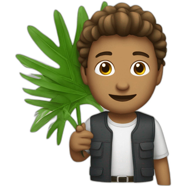 fanning a man with palm leaves emoji