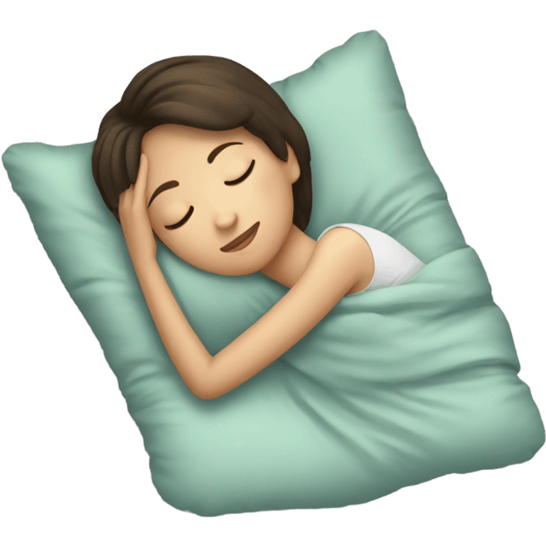 sleeping beauty brunette white girl with a silk pillow and short hair  emoji