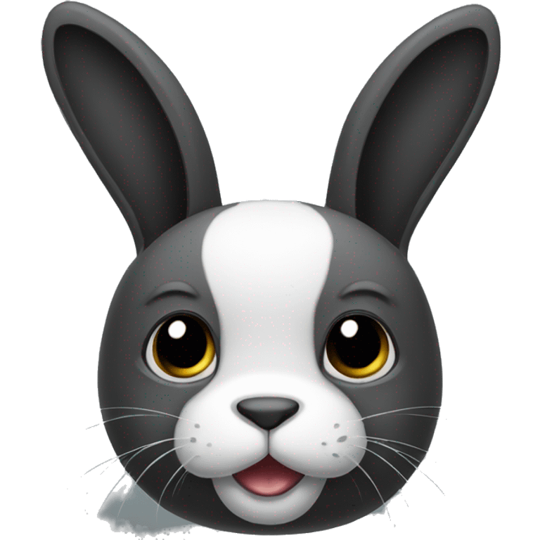 Black bunny white chest, snout and forehead emoji