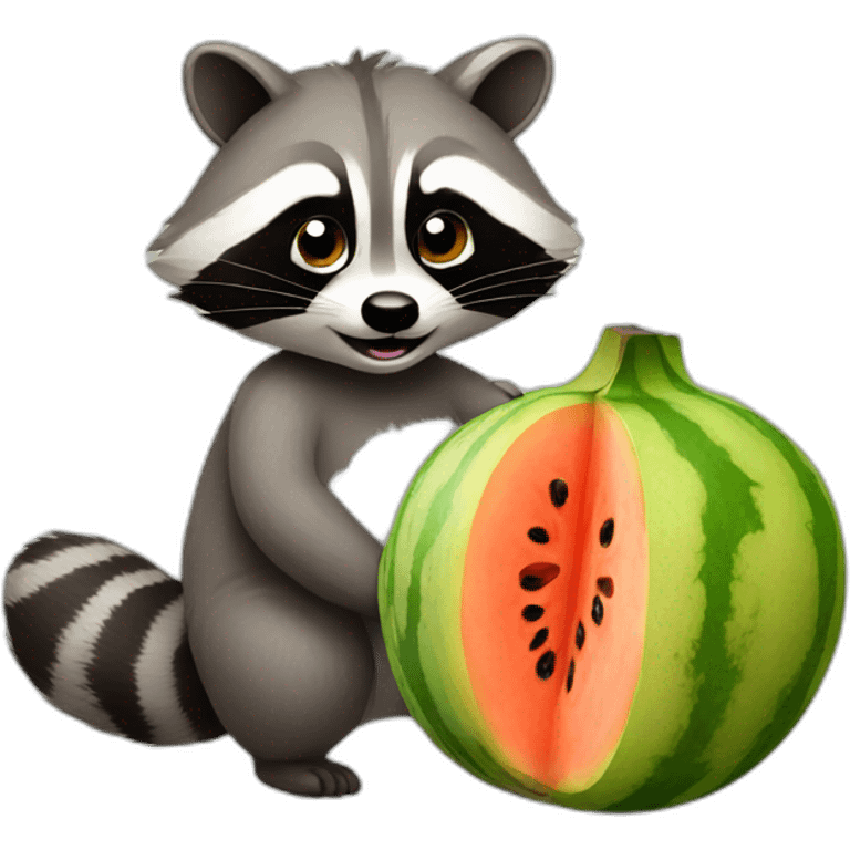 Racoon with 2 melon emoji