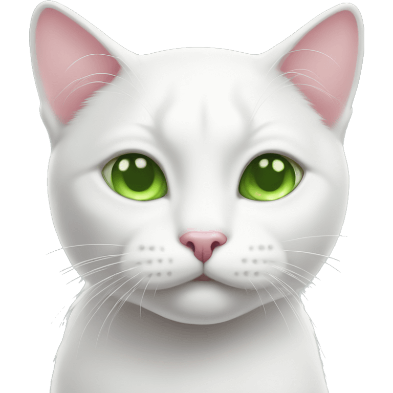 white cat with green eyes and pink nose  emoji