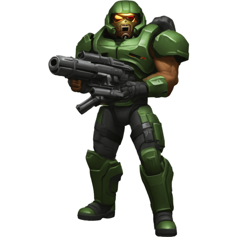 doomguy from doom 1 holding a minigun emoji