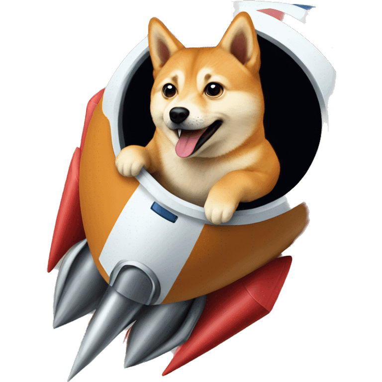 elon musk riding a rocket to mars made of doge emoji