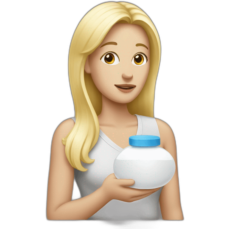 blonde mom holding white pill emoji