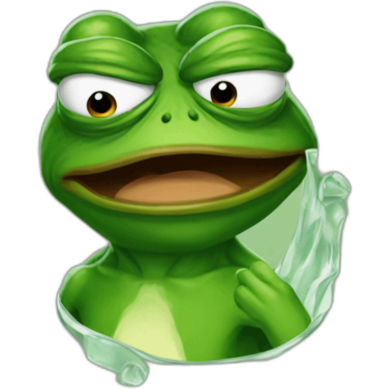 pepe frog with glass angry emoji