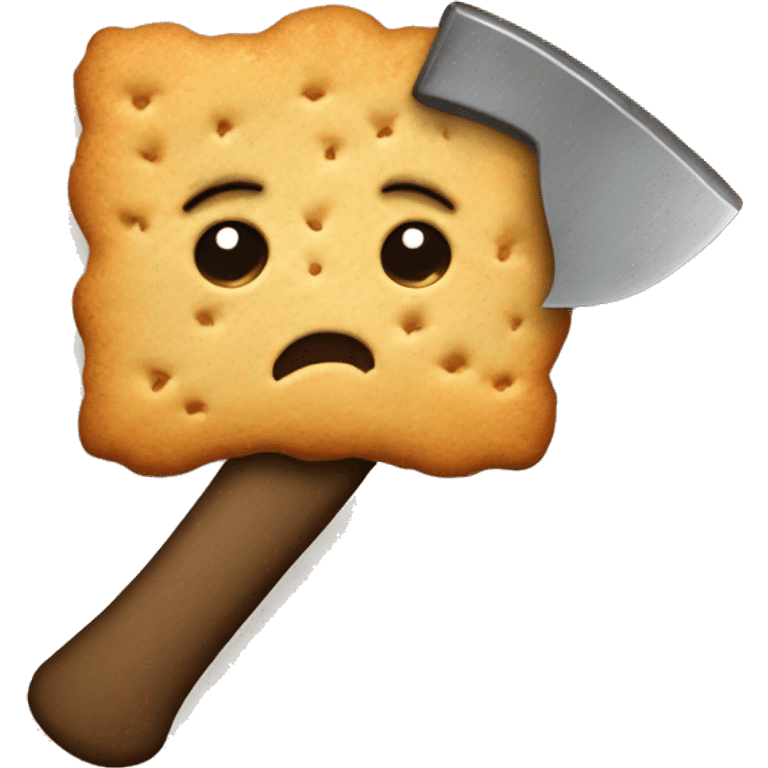 A biscuit breaks with an axe emoji