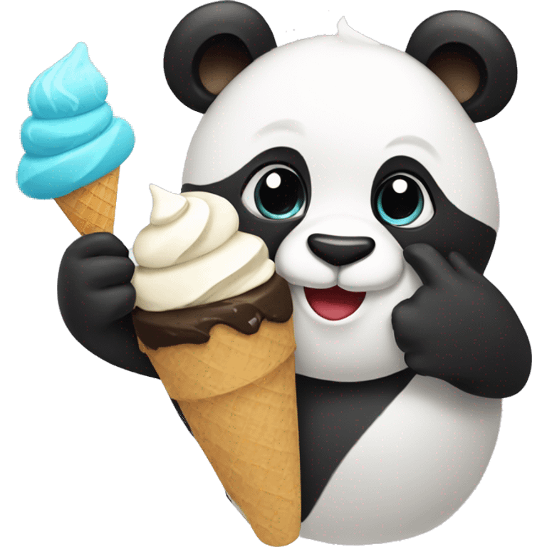 Panda eating ice cream emoji